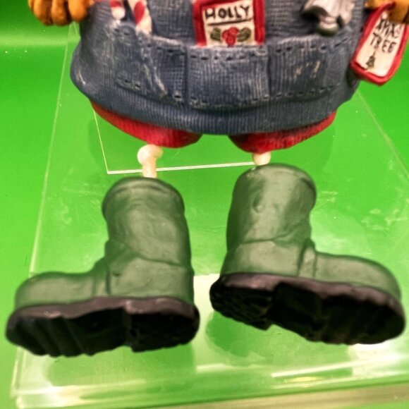 Resin Shelf Sitter Santa Ornament Farmhouse Christmas Green Boots Dangling Legs - Picture 11 of 12